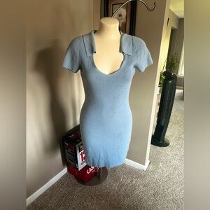 Powder blue knit dress